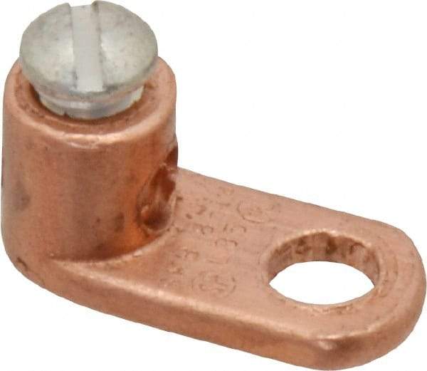 Thomas & Betts - 14-8 AWG Noninsulated Crimp Connection D Shaped Ring Terminal - 1/4" Stud, 13/16" OAL x 3/8" Wide, Tin Plated Copper Contact - Best Tool & Supply