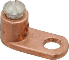 Thomas & Betts - 14-8 AWG Noninsulated Crimp Connection D Shaped Ring Terminal - 1/4" Stud, 13/16" OAL x 3/8" Wide, Tin Plated Copper Contact - Best Tool & Supply