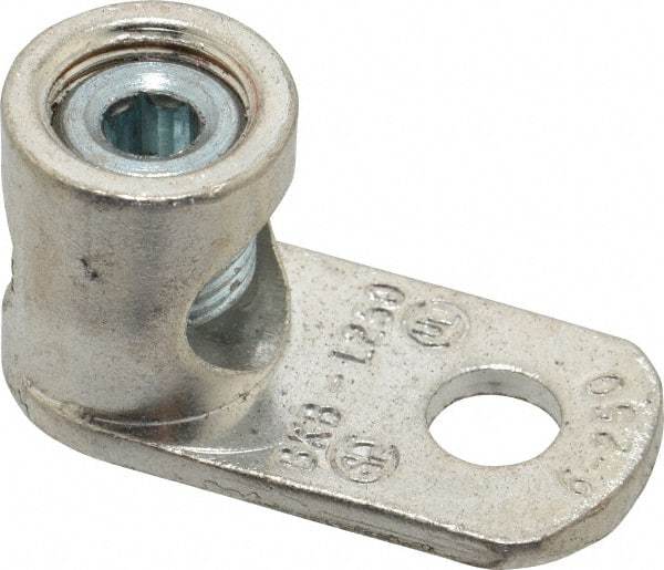 Thomas & Betts - 6 AWG Noninsulated Lug Connection D Shaped Ring Terminal - 13/32" Stud, 1-61/64" OAL x 15/16" Wide, Tin Plated Copper Contact - Best Tool & Supply