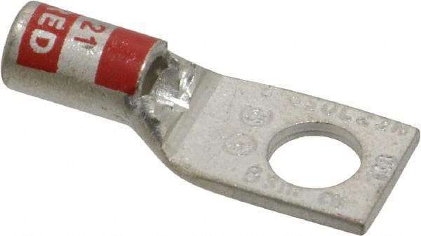 Thomas & Betts - 8 AWG Noninsulated Compression Connection Square Ring Terminal - 1/4" Stud, 1.2" OAL x 0.45" Wide, Tin Plated Copper Contact - Best Tool & Supply