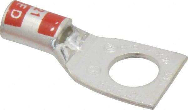 Thomas & Betts - 8 AWG Noninsulated Compression Connection Square Ring Terminal - 5/16" Stud, 1.33" OAL x 0.56" Wide, Tin Plated Copper Contact - Best Tool & Supply