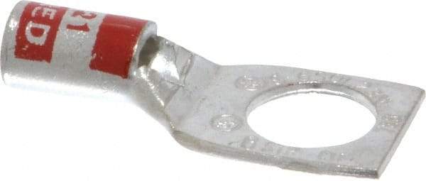 Thomas & Betts - 8 AWG Noninsulated Compression Connection Square Ring Terminal - 3/8" Stud, 1.33" OAL x 0.56" Wide, Tin Plated Copper Contact - Best Tool & Supply