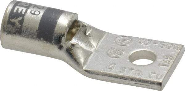 Thomas & Betts - 4 AWG Noninsulated Crimp Connection Square Ring Terminal - #10 Stud, 1.38" OAL x 0.55" Wide, Tin Plated Copper Contact - Best Tool & Supply