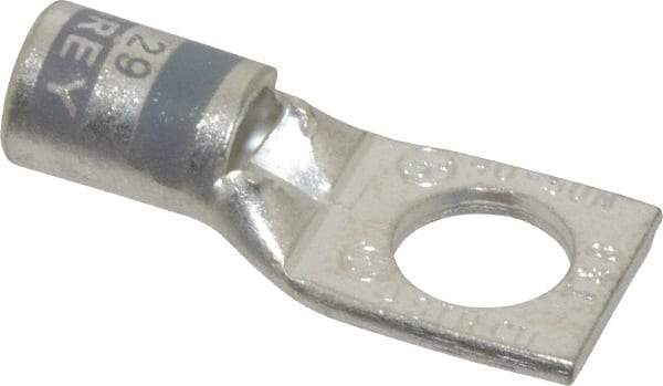 Thomas & Betts - 4 AWG Noninsulated Compression Connection Square Ring Terminal - 3/8" Stud, 1.42" OAL x 0.61" Wide, Tin Plated Copper Contact - Best Tool & Supply