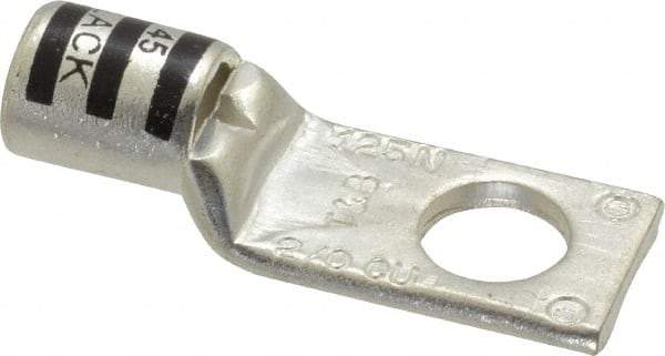 Thomas & Betts - 2/0 AWG Noninsulated Compression Connection Square Ring Terminal - 1/2" Stud, 2-1/4" OAL x 0.83" Wide, Tin Plated Copper Contact - Best Tool & Supply