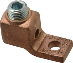 Thomas & Betts - 4-1 AWG Noninsulated Lug Connection Square Ring Terminal - 1/4" Stud, 1-5/8" OAL x 5/8" Wide, Tin Plated Copper Contact - Best Tool & Supply