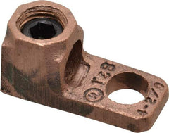 Thomas & Betts - 4-2/0 AWG Noninsulated Lug Connection D Shaped Ring Terminal - 3/8" Stud, 1-21/32" OAL x 23/32" Wide, Tin Plated Copper Contact - Best Tool & Supply