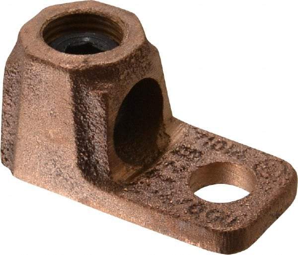 Thomas & Betts - 2-4/0 AWG Noninsulated Crimp Connection D Shaped Ring Terminal - 3/8" Stud, 1-7/8" OAL x 15/16" Wide, Copper Contact - Best Tool & Supply