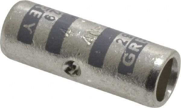 Thomas & Betts - 4 AWG Compatible, Noninsulated, Crimp-On Butt Splice Terminal - 2 Wire Entries, Copper Contacts, Tin Contact Plating, 1" OAL, Gray - Best Tool & Supply