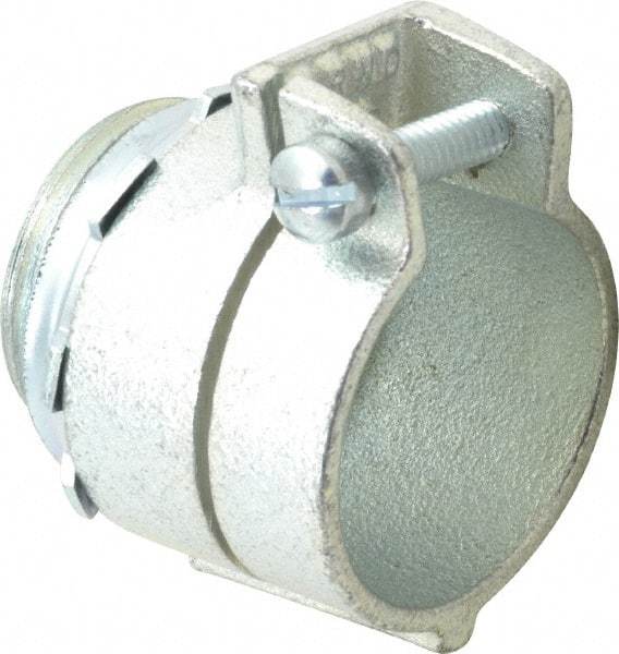 Thomas & Betts - 1" Trade, Malleable Iron Squeeze Clamp Straight FMC Conduit Connector - Noninsulated - Best Tool & Supply