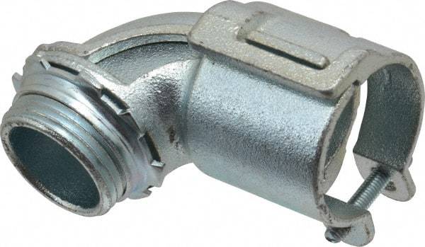 Thomas & Betts - 1" Trade, Malleable Iron Squeeze Clamp 90° FMC Conduit Connector - Noninsulated - Best Tool & Supply