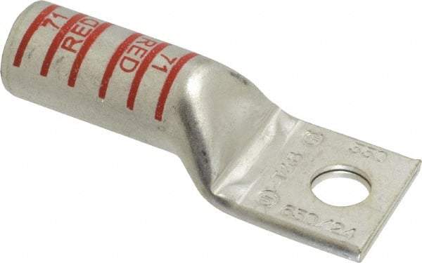 Thomas & Betts - 350 kcmil Wire Noninsulated Compression Connection Square Ring Terminal - 1/2" Stud, 3.68" OAL x 1.36" Wide, Tin Plated Copper Contact - Best Tool & Supply