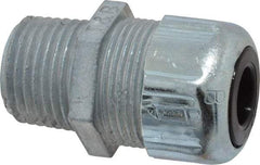 Thomas & Betts - 1/4 to 3/8" Cable Capacity, Liquidtight, Straight Strain Relief Cord Grip - 1/2 NPT Thread, 1-21/32" Long, Zinc - Best Tool & Supply