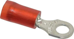 Thomas & Betts - 22-16 AWG Partially Insulated Crimp Connection D Shaped Ring Terminal - #6 Stud, 0.86" OAL x 0.26" Wide, Tin Plated Copper Contact - Best Tool & Supply