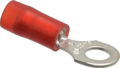 Thomas & Betts - 22-16 AWG Partially Insulated Crimp Connection D Shaped Ring Terminal - #8 Stud, 0.89" OAL x 0.26" Wide, Tin Plated Copper Contact - Best Tool & Supply