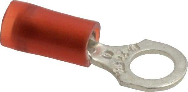 Thomas & Betts - 22-16 AWG Partially Insulated Crimp Connection D Shaped Ring Terminal - #10 Stud, 0.89" OAL x 0.31" Wide, Tin Plated Copper Contact - Best Tool & Supply