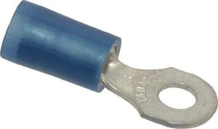 Thomas & Betts - 18-14 AWG Partially Insulated Crimp Connection D Shaped Ring Terminal - #6 Stud, 0.89" OAL x 0.31" Wide, Tin Plated Copper Contact - Best Tool & Supply