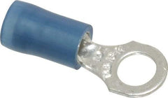 Thomas & Betts - 18-14 AWG Partially Insulated Crimp Connection D Shaped Ring Terminal - #10 Stud, 0.89" OAL x 0.31" Wide, Tin Plated Copper Contact - Best Tool & Supply