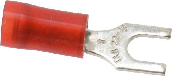 Thomas & Betts - #6 Stud, 22 to 16 AWG Compatible, Partially Insulated, Crimp Connection, Standard Fork Terminal - Best Tool & Supply