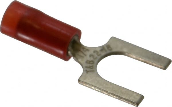 Thomas & Betts - 1/4" Stud, 22 to 16 AWG Compatible, Partially Insulated, Crimp Connection, Standard Fork Terminal - Best Tool & Supply