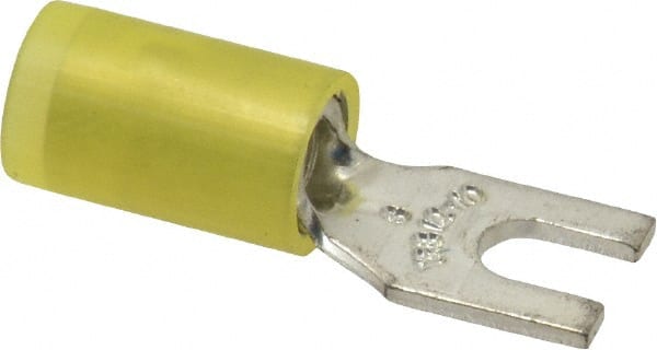 Thomas & Betts - #6 Stud, 12 to 10 AWG Compatible, Partially Insulated, Crimp Connection, Standard Fork Terminal - Best Tool & Supply