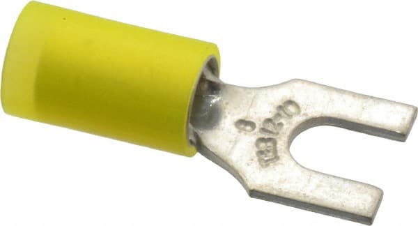 Thomas & Betts - #8 Stud, 12 to 10 AWG Compatible, Partially Insulated, Crimp Connection, Standard Fork Terminal - Best Tool & Supply