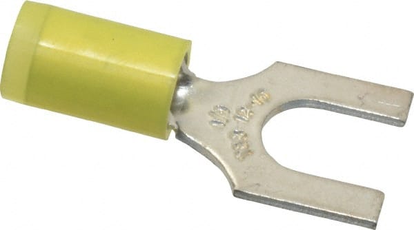 Thomas & Betts - 1/4" Stud, 12 to 10 AWG Compatible, Partially Insulated, Crimp Connection, Standard Fork Terminal - Best Tool & Supply