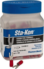 Thomas & Betts - #6 Stud, 22 to 16 AWG Compatible, Partially Insulated, Crimp Connection, Locking Fork Terminal - Best Tool & Supply