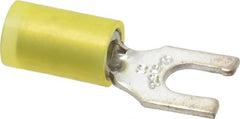 Thomas & Betts - #10 Stud, 12 to 10 AWG Compatible, Partially Insulated, Crimp Connection, Locking Fork Terminal - Best Tool & Supply