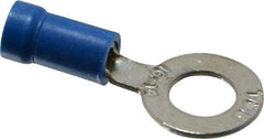 Thomas & Betts - 18-14 AWG Partially Insulated Crimp Connection D Shaped Ring Terminal - 1/4" Stud, 1.14" OAL x 1/2" Wide, Tin Plated Copper Contact - Best Tool & Supply