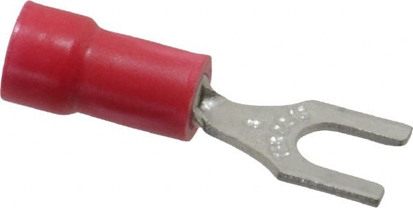 Thomas & Betts - #8 Stud, 22 to 16 AWG Compatible, Partially Insulated, Crimp Connection, Standard Fork Terminal - Best Tool & Supply