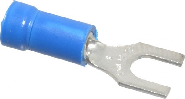 Thomas & Betts - #8 Stud, 18 to 14 AWG Compatible, Partially Insulated, Crimp Connection, Standard Fork Terminal - Best Tool & Supply