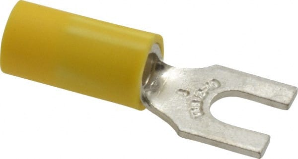 Thomas & Betts - #8 Stud, 12 to 10 AWG Compatible, Partially Insulated, Crimp Connection, Standard Fork Terminal - Best Tool & Supply