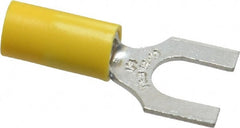 Thomas & Betts - 1/4" Stud, 12 to 10 AWG Compatible, Partially Insulated, Crimp Connection, Standard Fork Terminal - Best Tool & Supply