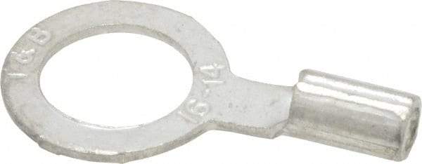 Thomas & Betts - 18-14 AWG Noninsulated Crimp Connection D Shaped Ring Terminal - 5/16" Stud, 0.93" OAL x 1/2" Wide, Tin Plated Copper Contact - Best Tool & Supply