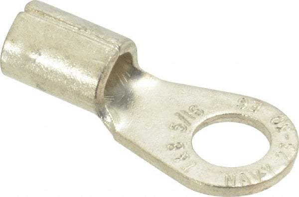 Thomas & Betts - 6 AWG Noninsulated Crimp Connection Circular Ring Terminal - 5/16" Stud, 1.32" OAL x 0.6" Wide, Tin Plated Copper Contact - Best Tool & Supply