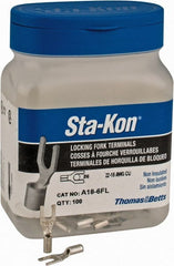 Thomas & Betts - #6 Stud, 22 to 16 AWG Compatible, Noninsulated, Crimp Connection, Locking Fork Terminal - Best Tool & Supply