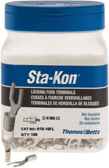 Thomas & Betts - #10 Stud, 22 to 16 AWG Compatible, Noninsulated, Crimp Connection, Locking Fork Terminal - Best Tool & Supply