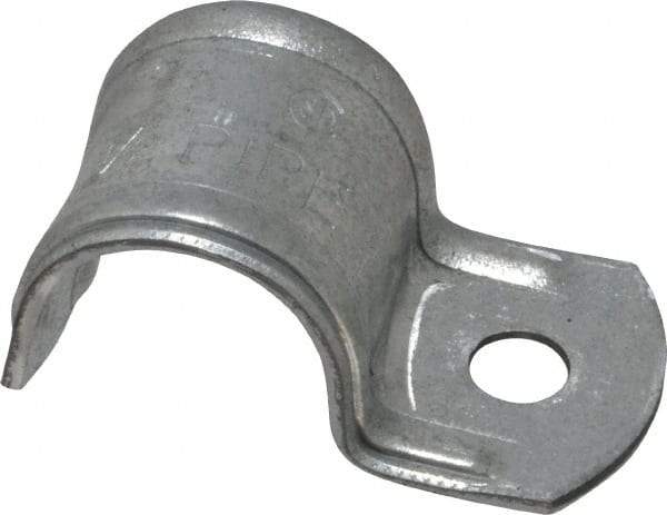 Thomas & Betts - 1/2" Pipe, Steel, Zinc Plated" Pipe or Conduit Strap - 1 Mounting Hole - Best Tool & Supply