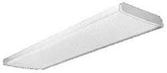 Lithonia Lighting - 4 Lamp, 4 Ft. Long, 32 Watt, Stem and Surface Mounted, Fluorescent Lamp Wraparound Light Fixture - 120-277 Volt, White, Electronic Ballast - Best Tool & Supply