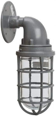 Hubbell Killark - 150 Watt, 2,800 Lumen, 120-240 Volt, Incandescent Wall Pack Light Fixture - Glass Lens, Aluminum Housing, Gray, Wall Mount, 4-5/8" Deep x 7-5/8" High x 4-1/4" Wide - Best Tool & Supply