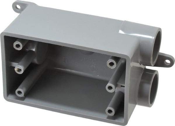 Thomas & Betts - 1 Gang, (3) 3/4" Knockouts, PVC Rectangle Junction Box - 115.3mm Overall Height x 98.4mm Overall Width x 61.5mm Overall Depth, Weather Resistant - Best Tool & Supply