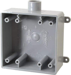 Thomas & Betts - 2 Gang, (1) 1/2" Knockout, PVC Rectangle Switch Box - 117.35mm Overall Height x 142.24mm Overall Width x 50.29mm Overall Depth, Weather Resistant - Best Tool & Supply