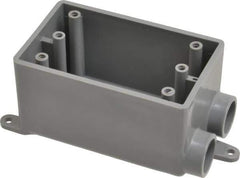 Thomas & Betts - 1 Gang, (2) 1/2" Knockouts, PVC Rectangle Junction Box - 115.3mm Overall Height x 98.4mm Overall Width x 61.5mm Overall Depth, Weather Resistant - Best Tool & Supply