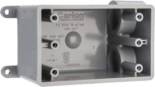 Thomas & Betts - 1 Gang, (2) 3/4" Knockouts, PVC Rectangle Junction Box - 115.3mm Overall Height x 98.4mm Overall Width x 61.5mm Overall Depth, Weather Resistant - Best Tool & Supply