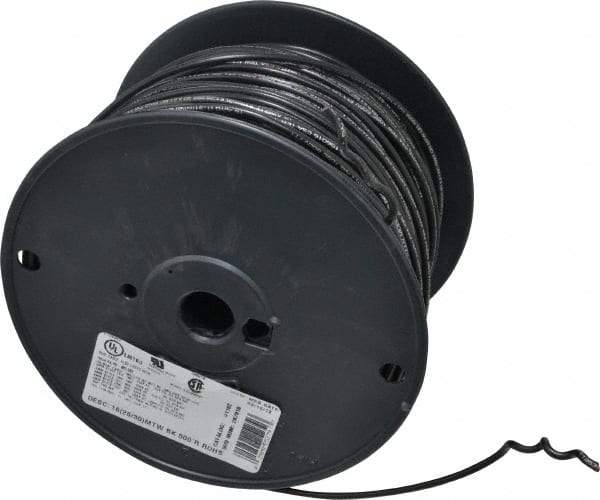 Southwire - 16 AWG, 26 Strand, Black Machine Tool Wire - PVC, Acid, Moisture and Oil Resistant, 500 Ft. Long - Best Tool & Supply