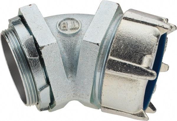 Thomas & Betts - 3" Trade, Malleable Iron Threaded Angled Liquidtight Conduit Connector - Noninsulated - Best Tool & Supply