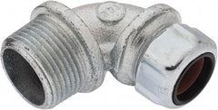 Thomas & Betts - 5/8 to 3/4" Cable Capacity, Liquidtight, Elbow Strain Relief Cord Grip - 1 NPT Thread, Iron - Best Tool & Supply