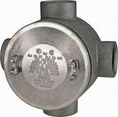 Thomas & Betts - (4) 1-1/2" Knockouts, Iron Round Junction Box - 5-3/4" Overall Width x 3.81" Overall Depth - Best Tool & Supply