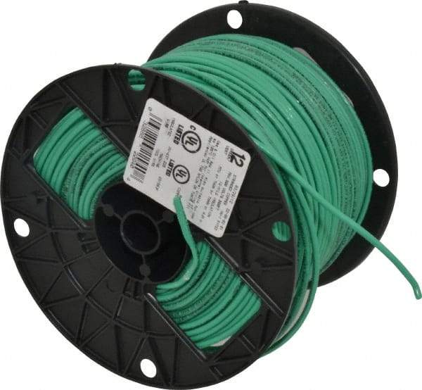 Southwire - THHN/THWN, 12 AWG, 20 Amp, 500' Long, Stranded Core, 19 Strand Building Wire - Green, Thermoplastic Insulation - Best Tool & Supply